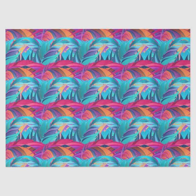 Papier Mousseline Grandes plumes colorées (Recto)