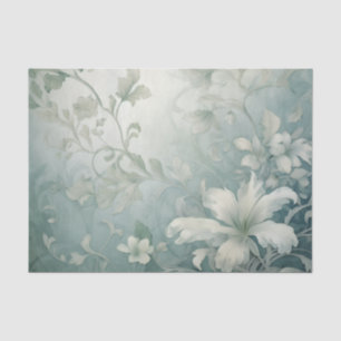 Papier Mousseline Grands Fleurs Blanches Style de Rouleau Feuilles e