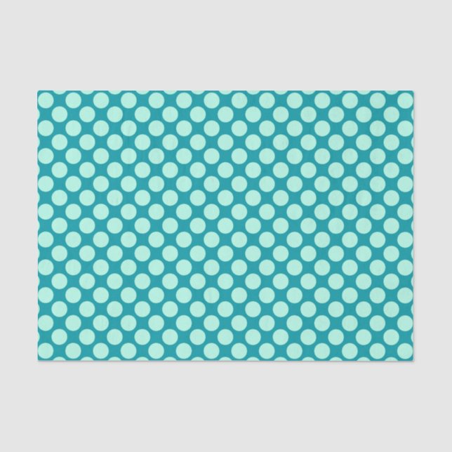 Papier Mousseline Grands points rétro - turquoise et aqua (Recto)