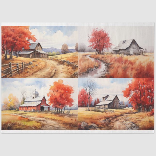 Papier Mousseline Grange à l'automne Collage 1 Papier de découpage (Recto)