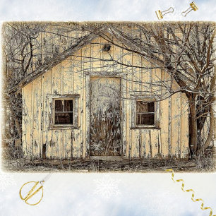 Papier Mousseline Grange hivernale austère et captivante