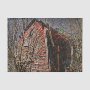 Papier Mousseline Grange rustique de campagne rouge vintage maison d