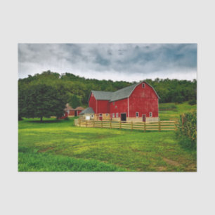 Papier Mousseline Granges rouges idylliques du Wisconsin dans un cha
