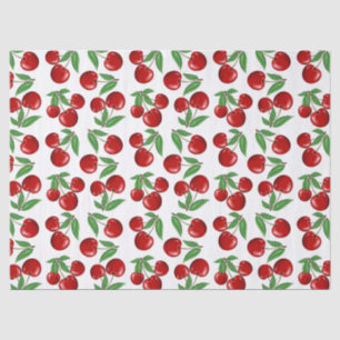 Papier Mousseline Graphique de cerises rouges sur tout le Motif