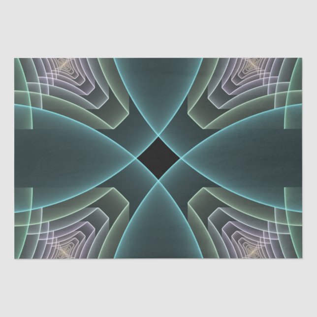 Papier Mousseline Graphique géométrique Turquoise moderne (Recto)