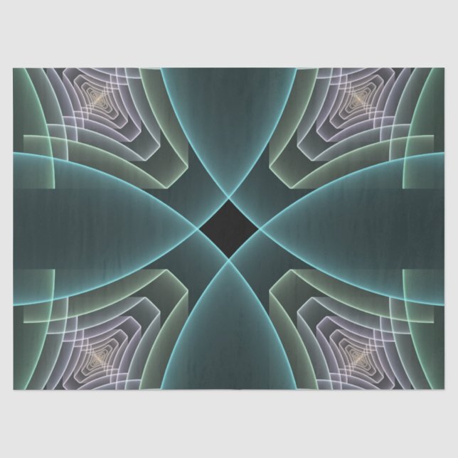 Papier Mousseline Graphique géométrique Turquoise moderne (Recto)