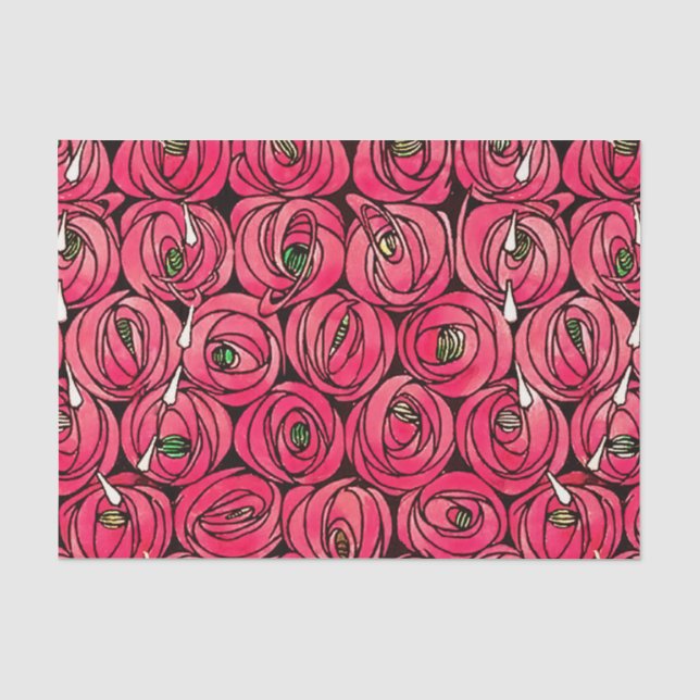 Papier Mousseline Graphique rose Art Nouveau Rennie Macintosh (Recto)