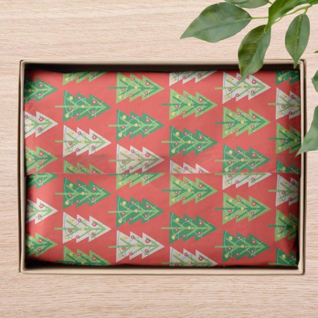 Papier Mousseline Gras tendance moderne Preppy arbres de Noël (Créateur téléchargé)