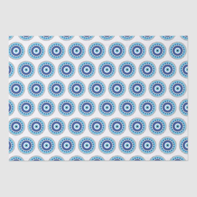 Papier Mousseline Grec Mal Eye Bleu (Recto)