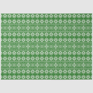 Papier Mousseline Green and White Christmas Fair Isle Motif
