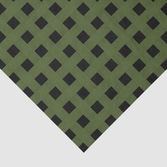 Papier Mousseline Green Black Weave Pattern (Détail)