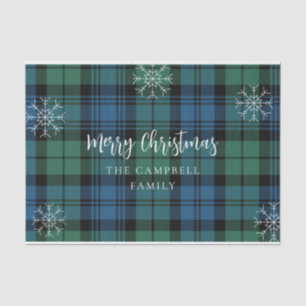Papier Mousseline Green Blue Plaid Rustique Campbell Tartan