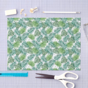 Papier Mousseline Green Botanical Tropical Palm Feuille Motif
