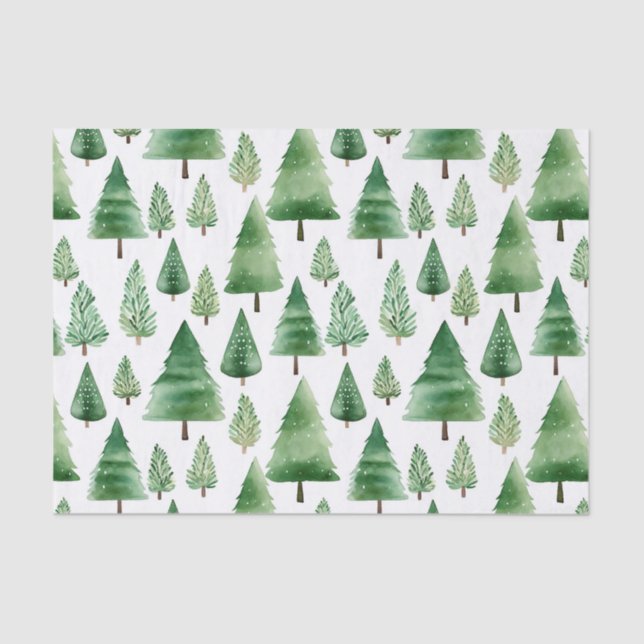 Papier Mousseline Green Christmas Trees (Recto)