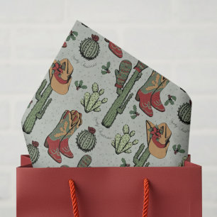 Papier Mousseline Green Country Cowboy Howdy Noël