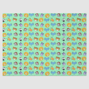 Papier Mousseline Green Cute Wild One Animal Illustrations Safari