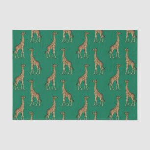 Papier Mousseline Green Giraffe Wildlife