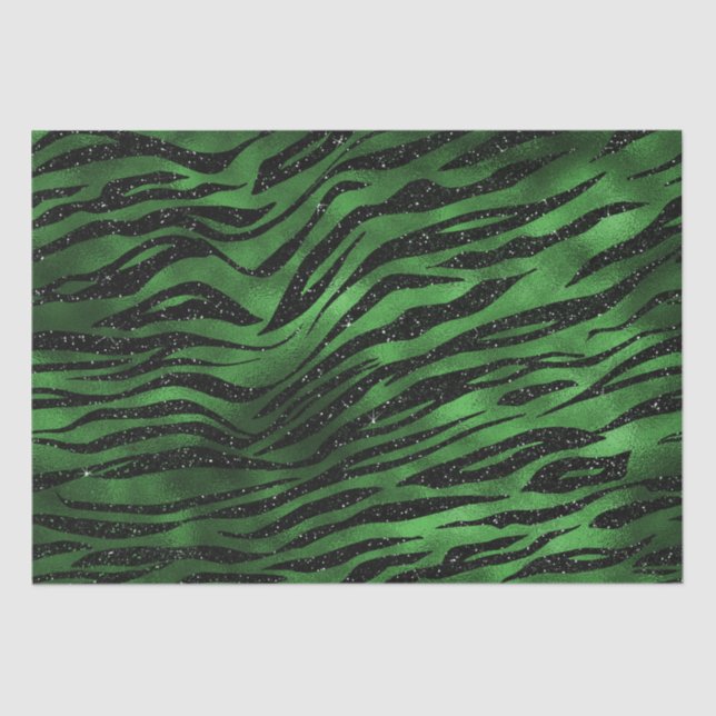 Papier Mousseline Green Glitter Glam Tiger Stripes Pattern (Recto)