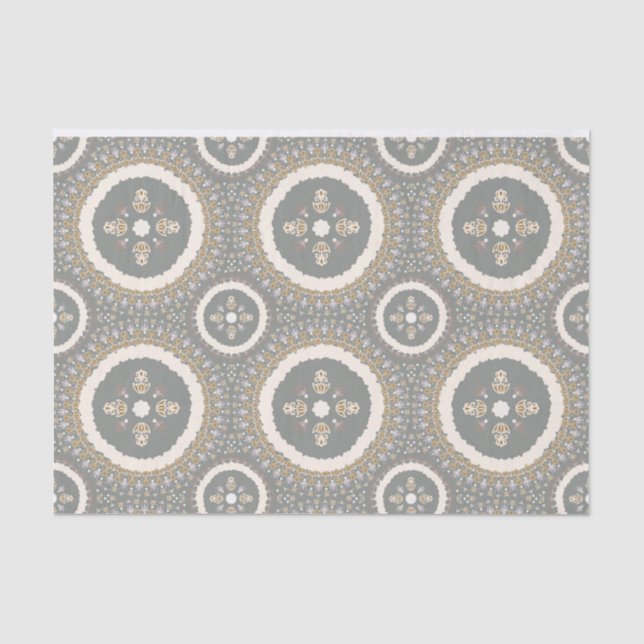 Papier Mousseline Green Grey Elegant Ornemental Floral (Recto)