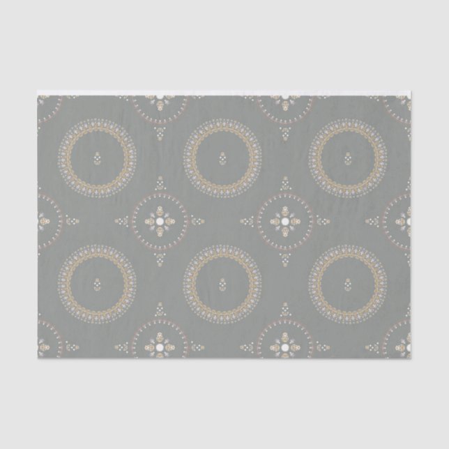 Papier Mousseline Green Grey Elegant Ornemental Floral (Recto)