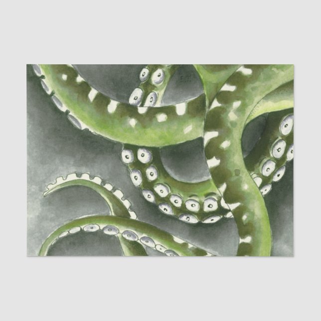 Papier Mousseline Green Grey Tentacles (Recto)