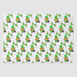 Papier Mousseline Green Leprechaun Gnome avec Shamrock