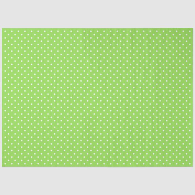 Papier Mousseline Green With White Polka Dots (Recto)