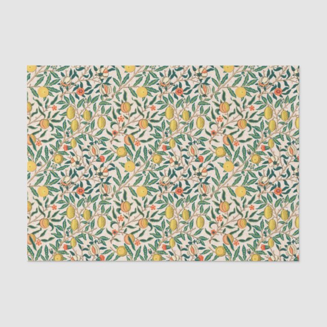 Papier Mousseline Grenade William Morris doux original sur blanc (Recto)