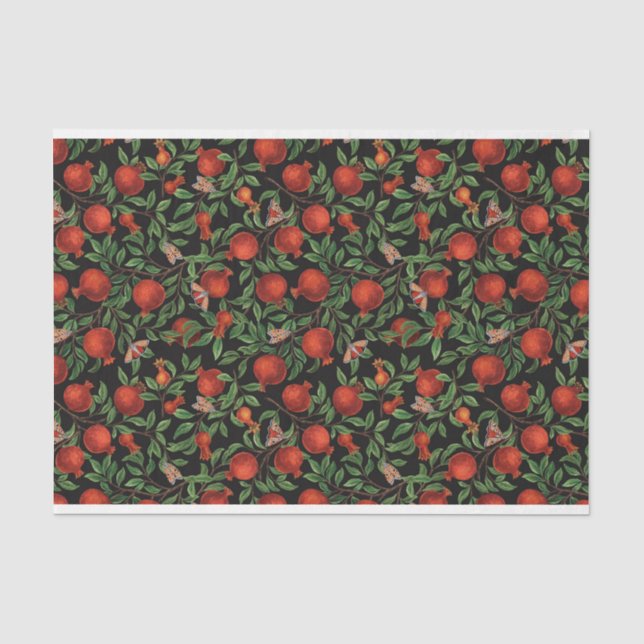 Papier Mousseline Grenades et papillons Bella (Recto)