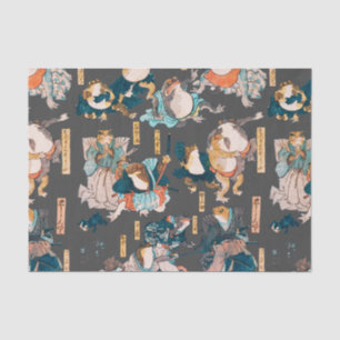 Papier Mousseline Grenouille japonaise ukiyo-e Froggies