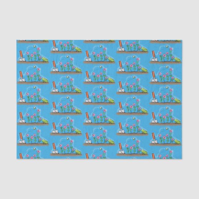 Papier Mousseline Grenouille mignonne et abeille dans le jardin dess (Recto)