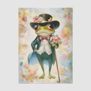 Papier Mousseline Grenouille Victorienne Élégante et Fantaisiste Déc