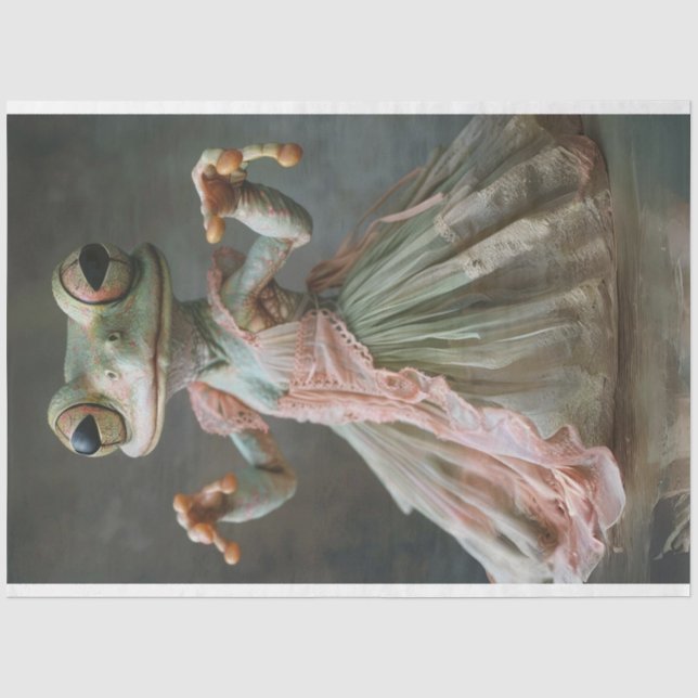 Papier Mousseline Grenouille Whimsical Green Dancing dans Tutu Decou (Recto)