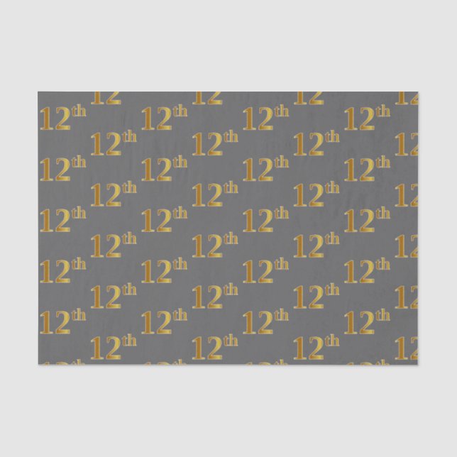 Papier Mousseline Grey, Faux Gold 12e (douzième) Événement Papier Ti (Recto)