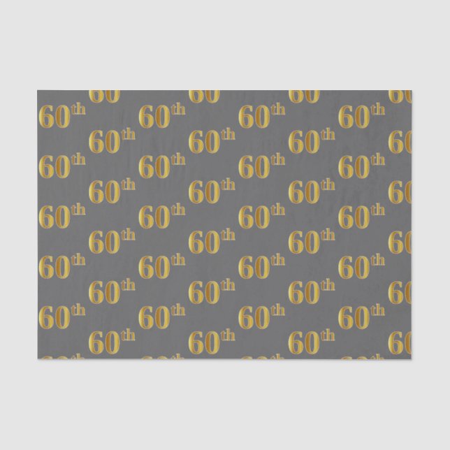 Papier Mousseline Grey, Faux Gold 60e (Soixantième) Événement Tissue (Recto)