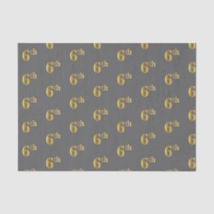 Papier Mousseline Grey, Faux Gold 6th (Sixième) Event Tissue Paper