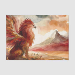 Papier Mousseline Griffin Avec Paysage Montagneux Aquarelle Art