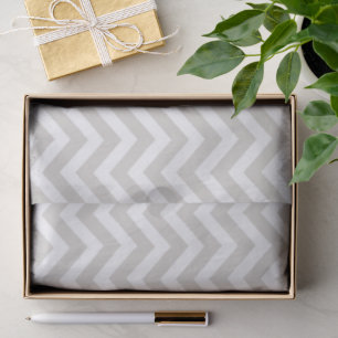 Papier Mousseline Gris argenté et blanc Chevron épais Mariage Annive