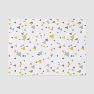 Papier Mousseline Gris et triangles aléatoires jaunes Motif moderne