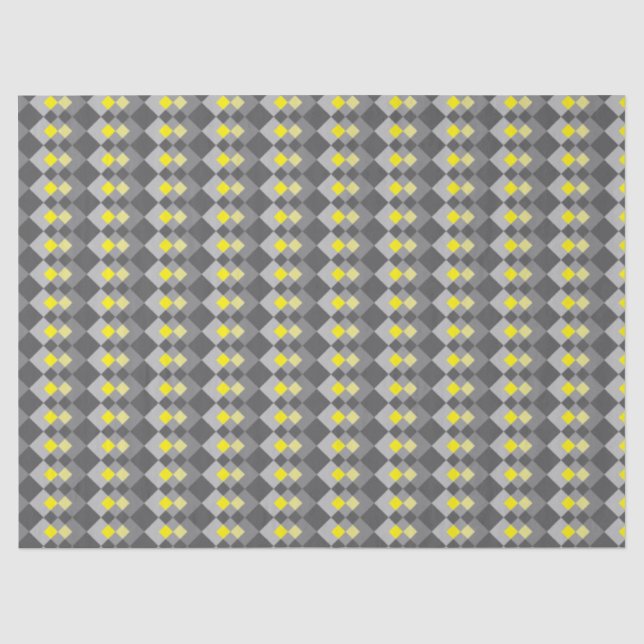Papier Mousseline Gris Jaune tendance Chic Diamond Motif géométrique (Recto)