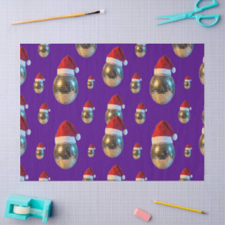 Papier Mousseline Groovy Disco Ball with Santa Hat Retro Party