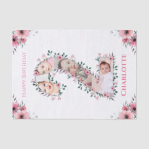 Papier Mousseline Gros 2e anniversaire fille photo Collage Fleur ros