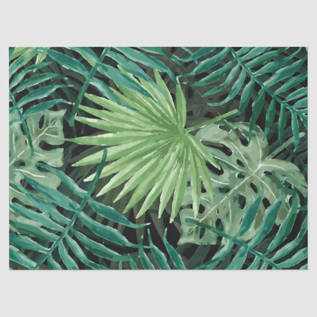 Papier Mousseline Gros palmier vert et Plantes tropicaux de Monstera (Recto)