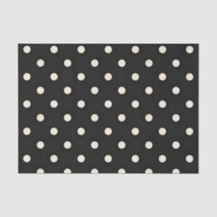 Papier Mousseline Gros Pois d'antiquité blanc et noir