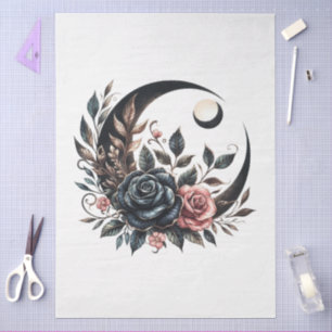 Papier Mousseline Grosse Lune Croissant Goth Floral & Découpage Rose