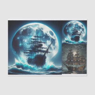 Papier Mousseline Grosse Lune de bateau pirate hantée
