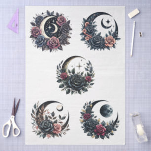 Papier Mousseline Grosse lune de croissant de goth Floral & Découpag