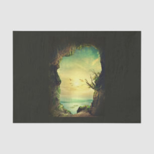 Papier Mousseline Grotte surplombant une mer tropicale Photo Pittore