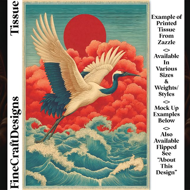 Papier Mousseline Grue au-dessus des vagues sous la page de découpag (Créateur téléchargé)