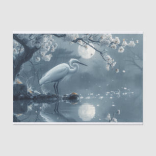 Papier Mousseline Grue monochromatique au clair de lune